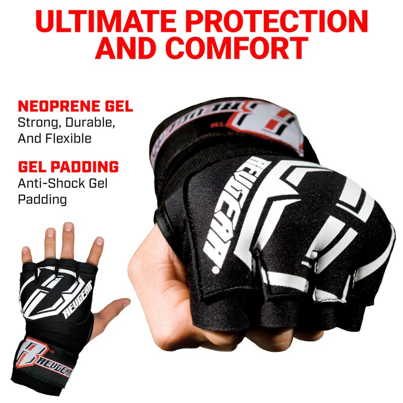 Revgear Neoprene High-Performance Gel Pro Hand Wraps | Wear Under Boxing or MMA Glove | Attached 120 inch Elastic Wrist Wrap | Ultra-Comfortable Anti-Shock Wrap for Training, Sparring, Fighting (Pair) - Image 2